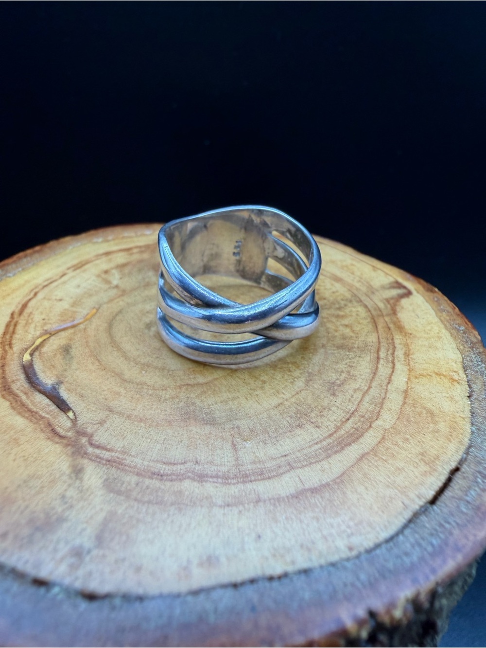 Sterling Silver Multi-Band Crossed Ring - Size 7.5 - 6.2g